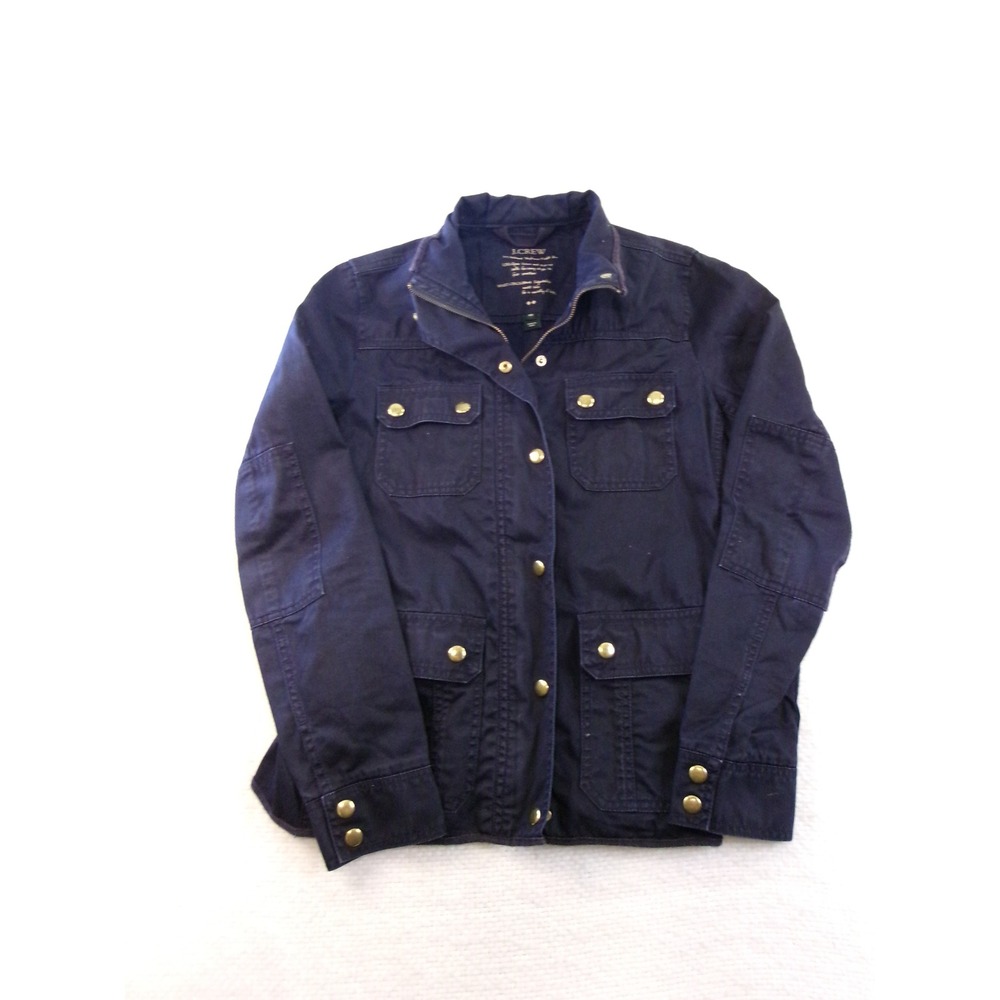 J.Crew Relaxed Boyfriend Field Jacket Navy Blue Cotton Utility 27584 Womens XS